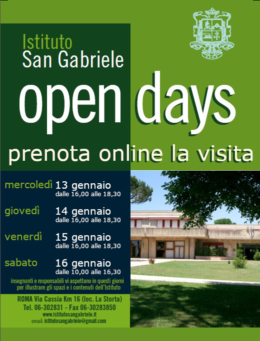 Open Days Gennaio Istituto San Gabriele